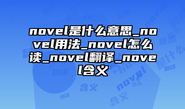 novel是什么意思_novel用法_novel怎么读_novel翻译_novel含义