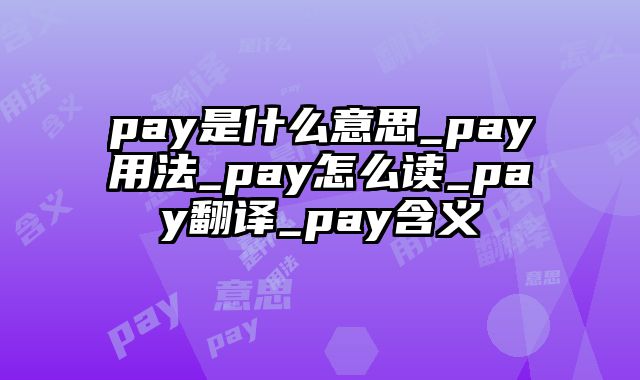 pay是什么意思_pay用法_pay怎么读_pay翻译_pay含义