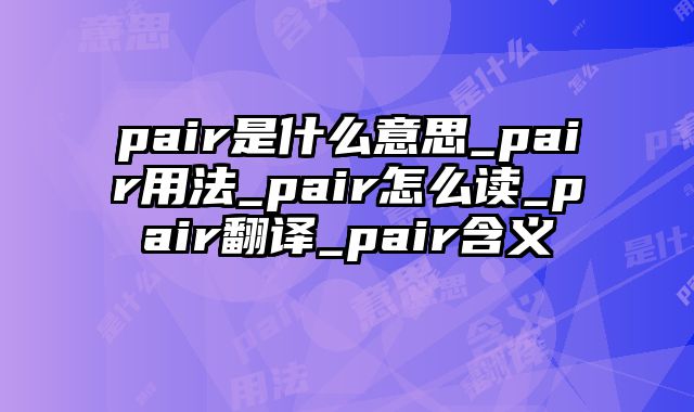 pair是什么意思_pair用法_pair怎么读_pair翻译_pair含义