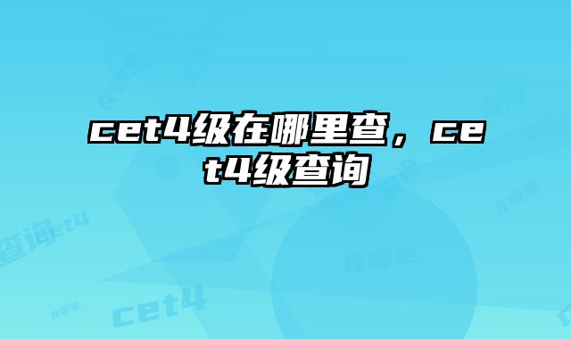 cet4级在哪里查，cet4级查询