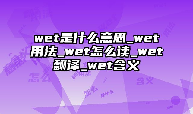 wet是什么意思_wet用法_wet怎么读_wet翻译_wet含义